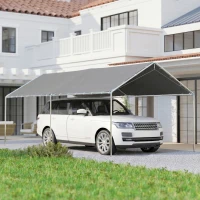 Outsunny 10'x20' Carport Heavy Duty Galvanized Car Canopy with Included Anchor Kit, 3 Reinforced Steel Cables, Grey(m-1)