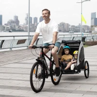 Aosom Bike Trailer for Kids 3 In1 Foldable Child Jogger Stroller Baby Stroller Transport Carrier with Shock Absorber System Rubber Tires Adjustable Handlebar Kid Bicycle Trailer White and Grey(m-11)
