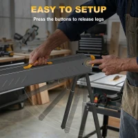 HOMCOM Mitre Saw Stands, Sawhorses with Height Adjustable Legs, 2x4 Bracket, Carry Handle, Black(m-7)