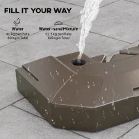 Outsunny 2-Piece Cantilever Umbrella Base Weight Set, 231 lb Water or Sand Fillable Outdoor Offset Umbrella Weights, Brown(m-5)