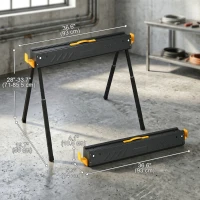 HOMCOM Mitre Saw Stands, Sawhorses with Height Adjustable Legs, 2x4 Bracket, Carry Handle, Black(m-3)