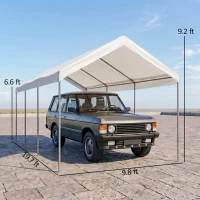 Outsunny 10' x 20' Heavy Duty Outdoor Carport Awning/Canopy with Weather-Fighting Material & Anchor Kit, White(m-3)