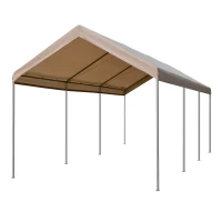 Outsunny 10' x 20' Heavy Duty Outdoor Carport Awning/Canopy with Weather-Fighting Material & Anchor Kit, Brown(m-1)