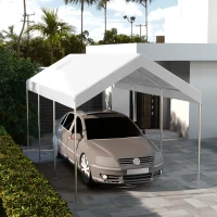 Outsunny 10 x 20ft Carport Replacement Canopy, UV Resistant Garage Car Cover with Ball Bungee Cords, White(m-8)