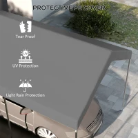 Outsunny 10 x 20ft Carport Replacement Canopy, UV Resistant Garage Car Cover with Ball Bungee Cords, Dark Grey(m-6)