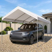 Outsunny 10' x 20' Heavy Duty Outdoor Carport Awning/Canopy with Weather-Fighting Material & Anchor Kit, White(m-2)
