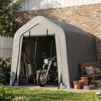 Outsunny 8' x 6' Carport with Sidewalls and Roll-up Door, Outdoor Storage Shelter for Motorcycle and Car, Dark Grey(m-10)