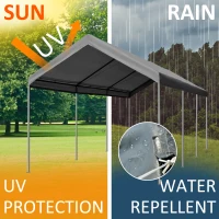 Outsunny 10' x 20' Heavy Duty Outdoor Carport Awning/Canopy with Weather-Fighting Material & Anchor Kit, Grey(m-4)