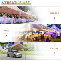 Outsunny 10' x 20' Heavy Duty Outdoor Carport Awning/Canopy with Weather-Fighting Material & Anchor Kit, Brown(m-4)