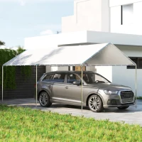 Outsunny 10' x 20' Carport Heavy Duty Galvanized Car Canopy with Included Anchor Kit, 3 Reinforced Steel Cables, White(m-1)
