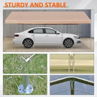 Outsunny 10' x 20' Heavy Duty Outdoor Carport Awning/Canopy with Weather-Fighting Material & Anchor Kit, Brown(m-6)