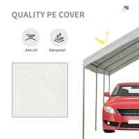 Outsunny 10' x 20' Heavy Duty Outdoor Carport Awning/Canopy with Weather-Fighting Material & Anchor Kit, White(m-5)