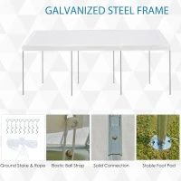 Outsunny 10' x 20' Heavy Duty Outdoor Carport Awning/Canopy with Weather-Fighting Material & Anchor Kit, White(m-4)