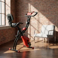 Soozier 3 in 1 Folding Exercise Bike, Foldable Stationary Bike with 8-Level Magnetic Resistance, Adjustable Seat, Red(m-9)