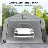 Outsunny 12' x 20' Portable Garage, Heavy Duty Carport Canopy with Ventilation Windows and Large Roll-up Door, Light Grey(m-6)
