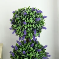 HOMCOM 3.5ft Set of 2 Artificial Plants, Lavender Flowers Ball Trees with Pot, for Home Indoor Outdoor Decor(m-7)