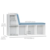 HOMCOM Multi-Purpose Bookshelf with 5 Cubes, 5-Cubby Bookcase with Cushioned Reading Nook and Storage Shelves, Blue(m-3)