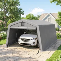Outsunny 11' x 20' Portable Garage, Heavy Duty Carport Canopy with Ventilation Windows and Large Roll-up Door, Grey(m-1)