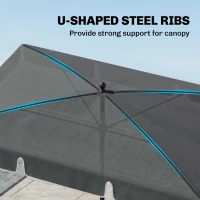 Outsunny 6.5x4ft Rectangle Patio Umbrella Aluminum Tilt Adjustable Garden Parasol Sun Shade Outdoor Canopy Grey(m-5)