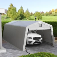 Outsunny 11' x 20' Portable Garage, Heavy Duty Carport Canopy with Ventilation Windows and Large Roll-up Door, Grey(m-8)