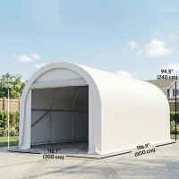 Outsunny 10' x 16' Heavy Duty Portable Carport Tent with Zippered Door, PE Cover for Car, Boat, Motorcycle, Bike, White(m-3)