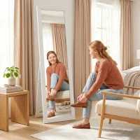 HOMCOM 15" x 62" Full Length Mirror for Bedroom, Free Standing Dressing Mirror, Wall Mirror for Living Room, White(m-9)