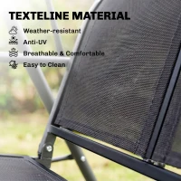 Outsunny 3-Seater Swing Chair Covered Garden Hammock A-Frame Outdoor Porch Glider Sling Seat with Adjustable Canopy Cover, Black(m-7)