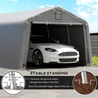 Outsunny Carport 12' x 20' Portable Garage, Heavy Duty Car Port Canopy with Ventilation Windows and Large Roll-up Door, Gray(m-5)