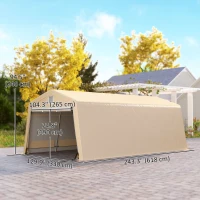 Outsunny 11' x 20' Portable Garage, Heavy Duty Carport Canopy with Ventilation Windows and Large Roll-up Door, Khaki(m-3)
