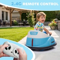 Qaba 12V Bumper Car for Toddlers, Ride On Car with 360 Degree Remote Control, Lights Music Horn, for 1.5-5 Years, Light Blue(m-6)