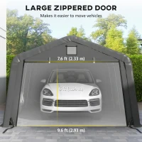 Outsunny 12' x 20' Portable Garage, Heavy Duty Carport Canopy with Ventilation Windows and Large Roll-up Door, Dark Grey(m-6)