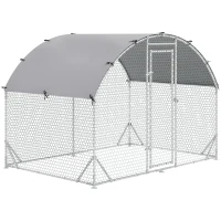 PawHut 9.2' x 6.2' x 6.5' Large Chicken Coop Metal Chicken Run for Chickens with 210D Waterproof and Anti-UV Cover, Dome Shaped Walk in Fence Cage Hen House for Outdoor and Yard Farm Use, 1" Dia(m-1)