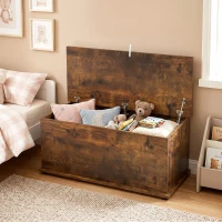 HOMCOM 39.5" Storage Chest with 2 Safety Hinges, Storage Box Organizer with Flip-Top Lid, Entryway Storage Bench, Rustic Brown(m-8)