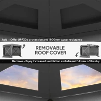 Outsunny 11 x 11ft Pop Up Gazebo Screen Tent with Removable Roof Cover, Roll-up Wind Panels for Camping, Backyard, Dark Gray(m-5)