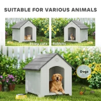 PawHut Large Plastic Dog House Outdoor Indoor, Water Resistant Puppy Shelter with Base Support, 34.6" L x 31.1" W x 35" H(m-9)