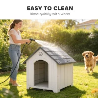PawHut Large Plastic Dog House Outdoor Indoor, Water Resistant Puppy Shelter with Base Support, 34.6" L x 31.1" W x 35" H(m-10)