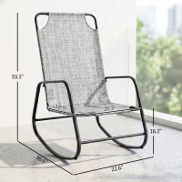 Outsunny Garden Rocking Chair, Outdoor Indoor Sling Fabric Rocker for Patio, Balcony, Porch, Gray and Brown(m-3)