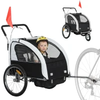 Aosom 2-Seat Elite 360 Swivel Bike Trailer for Kids Bicycle Cargo Trailer with Water-Resistant Windows, Black and White(m-1)