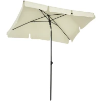 Outsunny 6.5x4ft Rectangle Patio Umbrella Aluminum Tilt Adjustable Garden Parasol  Sun Shade Outdoor Canopy Cream White(m-2)
