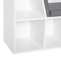 HOMCOM 6-Cubby Bookcase with Seat Cushion, Cube Storage Shelf with Reading Nook for Home Office, Study, Grey(m-14)
