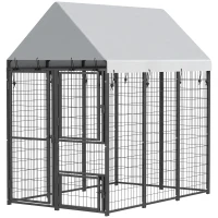 PawHut Large Dog Kennel Outdoor with Roof, 3 Doors, Expandable Heavy Duty Dog Kennel Dog Run for All Breed Sizes, 6' x 4' x 6'(m-1)