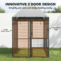 PawHut Large Dog Kennel Outdoor with Roof, 3 Doors, Expandable Heavy Duty Dog Kennel Dog Run for All Breed Sizes, 8' x 4' x 6'(m-4)