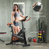 Soozier Quiet Stationary Exercise Bike with Adjustable Resistance, Seat, Black(m-9)