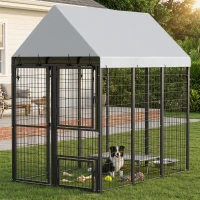 PawHut Large Dog Kennel Outdoor with Roof, 3 Doors, Expandable Heavy Duty Dog Kennel Dog Run for All Breed Sizes, 6' x 4' x 6'(m-10)