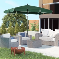 Outsunny 6.5x4ft Rectangle Patio Umbrella Aluminum Tilt Adjustable Garden Parasol Sun Shade Outdoor Canopy Green(m-1)