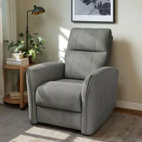HOMCOM Power Recliner Chair, Dyed Fabric (Like Leathaire) Upholstered Recliner Chair with USB Ports, Footrest, Grey(m-9)