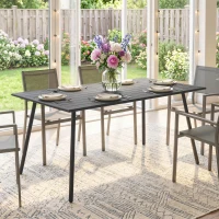 Outsunny Rectangle Patio Dining Table for 6 Person, Metal Steel Slat Outdoor Table, for Lawn, Garden, 59" x 31.5" x 29", Grey(m-9)
