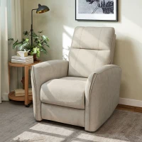 HOMCOM Power Recliner Chair, Dyed Fabric (Like Leathaire) Upholstered Recliner Chair with USB Ports, Footrest, Beige(m-9)