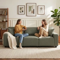 HOMCOM 3 Seater Sofa with Storage Pockets, Modern Upholstered Couch with Pocket Springs, Green(m-9)