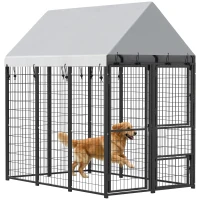 PawHut Large Dog Kennel Outdoor with Roof, 3 Doors, Expandable Heavy Duty Dog Kennel Dog Run for All Breed Sizes, 6' x 4' x 6'(m-11)